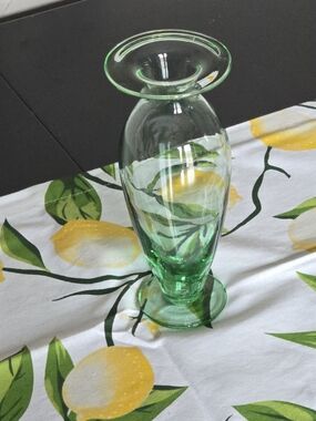 Green Glass Bud Vase - Tall Decorative Vase